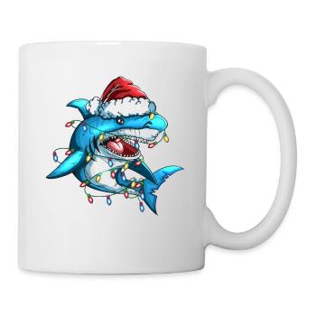 Arbre de Noël Requin Casquette de Noël Décoration lumineuse - Mug blanc - blanc - Droite