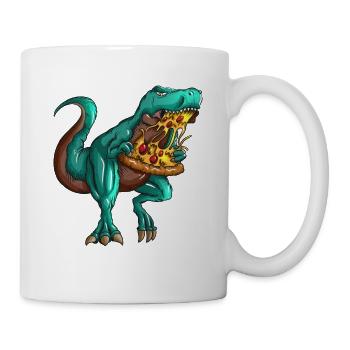 Pizza T-Rex Fastfood Fan Dinosaurier Liebhaber - Tasse - Weiß - Rechts