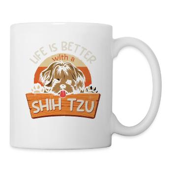 Süßes Shih Tzu Shihtzu Hund Hunde Motiv süßer - Tasse - Weiß - Rechts