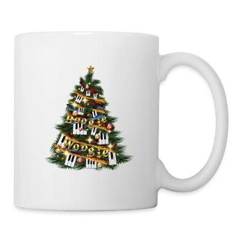 Fun Boogie Woogie and piano keys Xmas tree design. - Mug - white - Right
