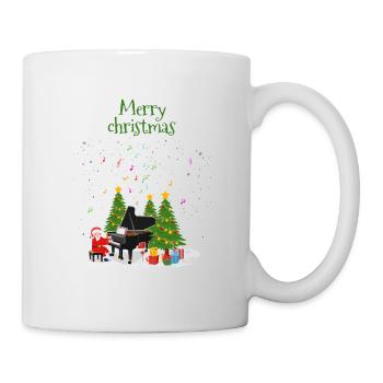Merry Christmas , Santa, piano & xmas tree design - Mug - white - Right