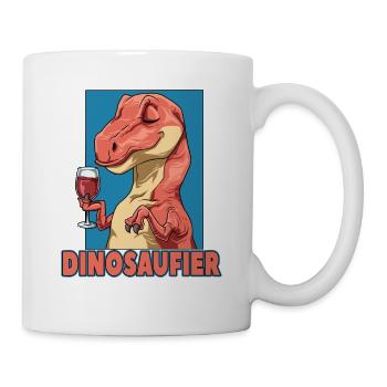 Dinosaufier Dinosaurier mit Wein - Tasse - Weiß - Rechts