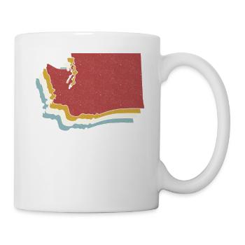 USA-Staat - Vintage Karte Washington - Tasse - Weiß - Rechts