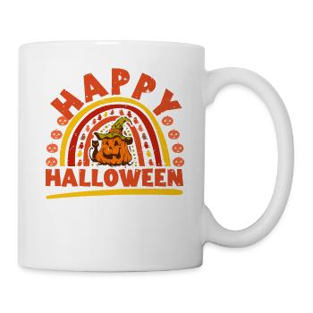 Halloween Rainbow Happy Hallowen avec citrouille - Mug blanc - blanc - Droite