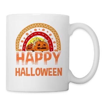 Halloween Rainbow Happy Hallowen avec citrouille - Mug blanc - blanc - Droite