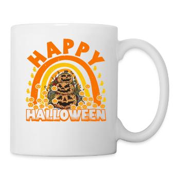 Halloween Rainbow Happy Hallowen avec citrouille - Mug blanc - blanc - Droite