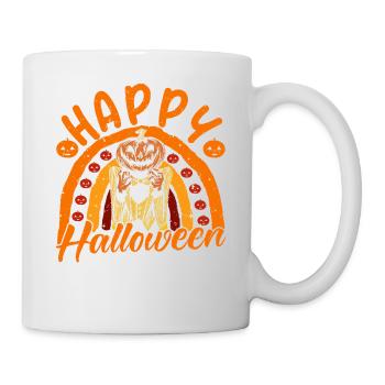 Halloween Regenbogen Happy Hallowen mit Kürbis - Tasse - Weiß - Rechts