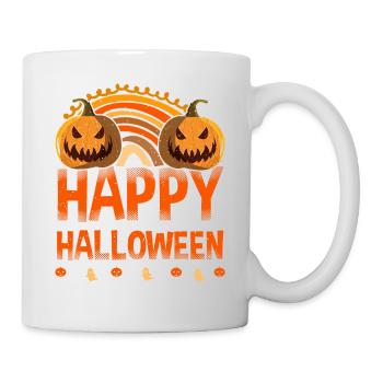 Halloween Rainbow Happy Hallowen avec citrouille - Mug blanc - blanc - Droite