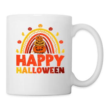 Halloween Regenbogen Happy Hallowen mit Kürbis - Tasse - Weiß - Rechts