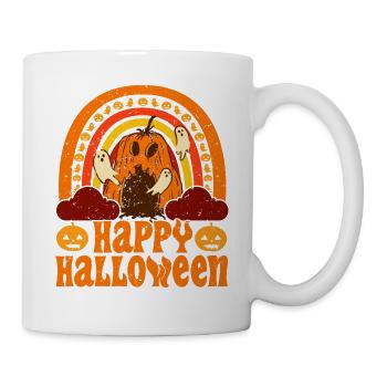 Halloween Rainbow Happy Hallowen avec citrouille - Mug blanc - blanc - Droite