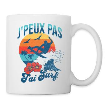 J'Peux Pas J'ai Surf Idée Cadeau Surfeur Vintage - Mug blanc - blanc - Droite