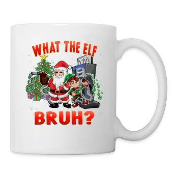 Funny Santa and Elf What the Elf Bruh Christmas - Mug - white - Right