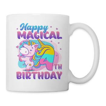 Alles Gute Zum Magischen 4. Geburtstag Einhorn - Tasse - Weiß - Rechts