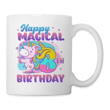 Alles Gute Zum 8. Geburtstag Einhorn Pony - Tasse - Weiß - Rechts