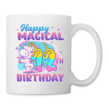 Happy Magical 12. Geburtstag Einhorn Pony - Tasse - Weiß - Rechts