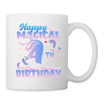 Happy Magical 4th Birthday Einhorn Pony - Tasse - Weiß - Rechts