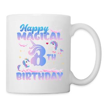 Happy Magical 8th Birthday Einhorn Pony - Tasse - Weiß - Rechts
