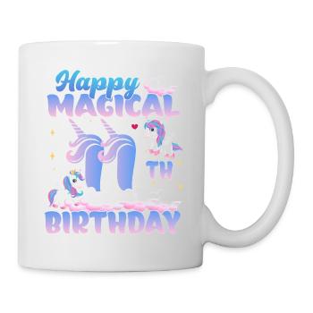 Happy Magical 11th Birthday Einhorn Pony - Tasse - Weiß - Rechts