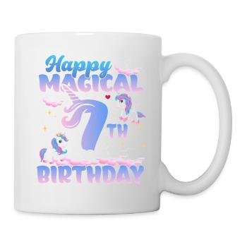Happy Magical 7th Birthday Einhorn Pony - Tasse - Weiß - Rechts