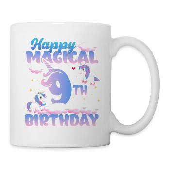 Happy Magical 9th Birthday Einhorn Pony - Tasse - Weiß - Rechts
