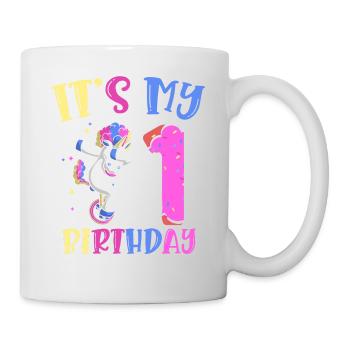 Es Ist Mein 1 Geburtstag Tupfende Einhorn Pony 1. - Tasse - Weiß - Rechts