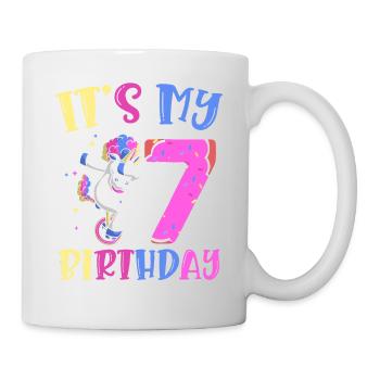 C’est mon 7 anniversaire dabbing licorne poney 7. - Mug blanc - blanc - Droite