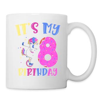 Es Ist Mein 8 Geburtstag Tupfende Einhorn Pony 8. - Tasse - Weiß - Rechts