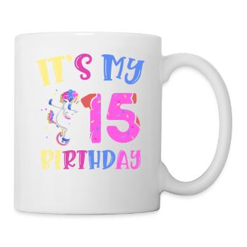 C’est mon 15e anniversaire Dabbing Unicorn Pony - Mug blanc - blanc - Droite