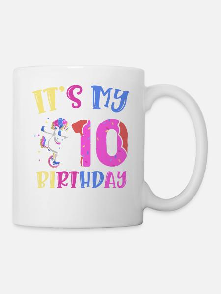 Es Ist Mein 10. Geburtstag Dabbing Unicorn Pony - Tasse - Weiß