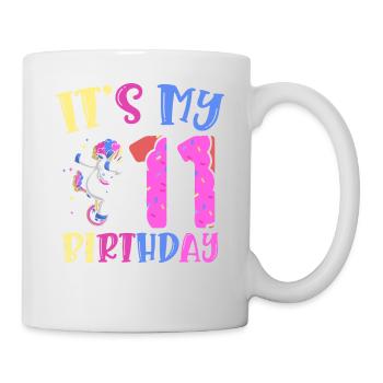 Es Ist Mein 11 Geburtstag Tupfende Einhorn Pony - Tasse - Weiß - Rechts