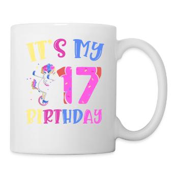 Es Ist Mein 17. Geburtstag Tupfende Einhorn Pony - Tasse - Weiß - Rechts