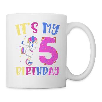 Es Ist Mein 5 Geburtstag Tupfende Einhorn Pony 5. - Tasse - Weiß - Rechts