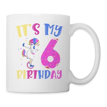 Es Ist Mein 6 Geburtstag Tupfende Einhorn Pony 6. - Tasse - Weiß - Rechts