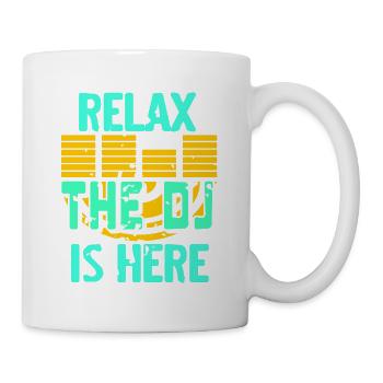 RELAX The DJ Is Here Cool Retro Deejay T-Shirt - Mug - white - Right