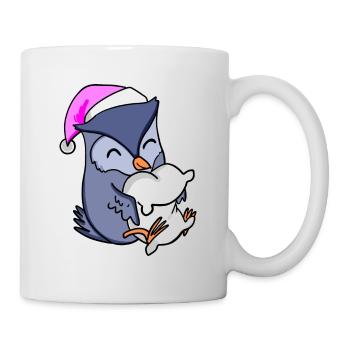 Owl with pillow and sleeping cap - Mug - white - Right