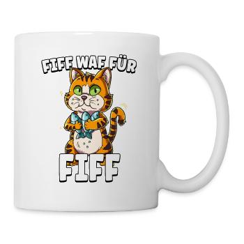 Katze Fisch - Tasse - Weiß - Rechts