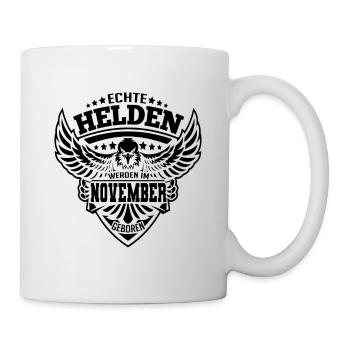 Echte Helden werden im November geboren - Tasse - Weiß - Rechts