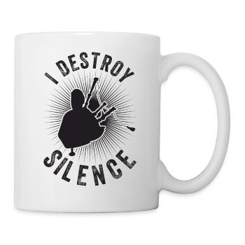 Ich Zerstöre Die Stille - Vintage Dudelsack - Tasse - Weiß - Rechts
