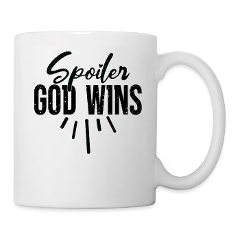 Spoiler: God Wins Grace Quote Faith Blessed - Mug - white - Right