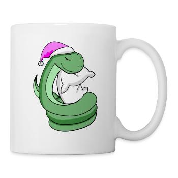 Snake with pillow and sleeping cap - Mug - white - Right
