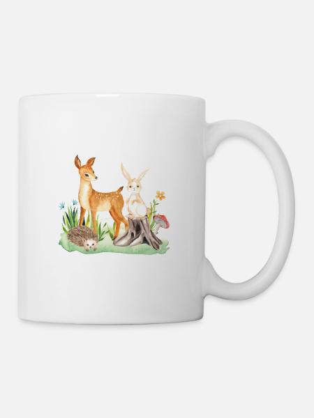 Animal deer rabbit hedgehog Luna - Tasse - Weiß