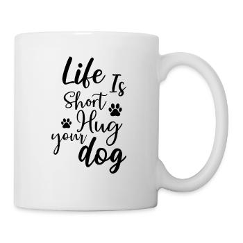 La vie est courte embrassez votre chien - Mug blanc - blanc - Droite