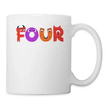 Vier Jahre Alt | Monster Geburtstag | Monster - Tasse - Weiß - Rechts