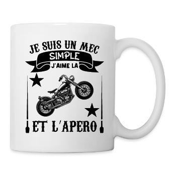 Je suis Un mec Simple j aime la moto et l apéro - Mug blanc - blanc - Droite