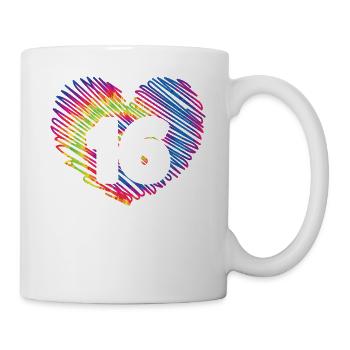 16th Birthday Heart Tie Dye | Tie Dye Themed - Mug - white - Right