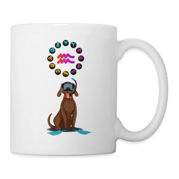 Lustiger Hund Liebhaber Horoskop Wassermann Sternzeichen Wortspiel - Tasse - Weiß - Rechts