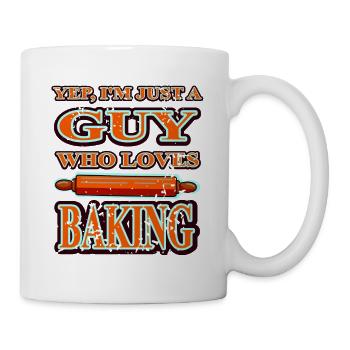 Yep I'm Just A GUY Who Loves Baking Cool Retro - Tasse - Weiß - Rechts