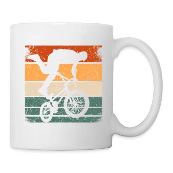 BMX Shirt Fahrrad Fahren Downhill Vintage Retro - Tasse - Weiß - Rechts