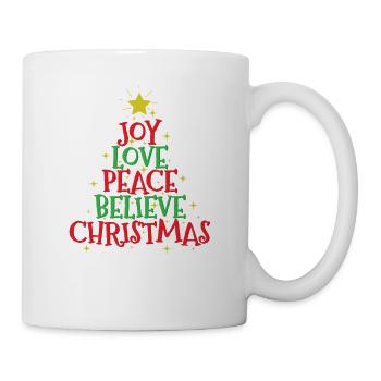 Joy Love Peace Believe Christmas X-mas - Tasse - Weiß - Rechts