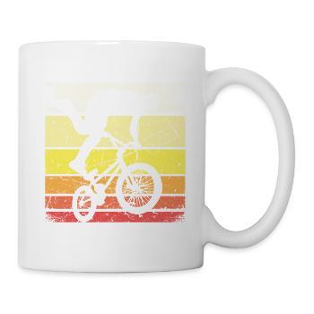 BMX Shirt Fahrrad Fahren Downhill Vintage Retro - Tasse - Weiß - Rechts